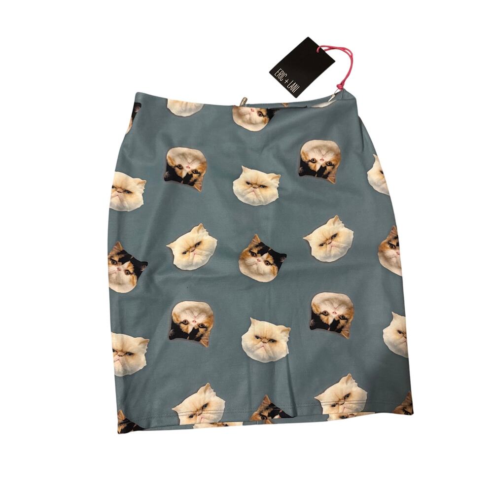 Eric + Lani Cat Print Mini Skirt